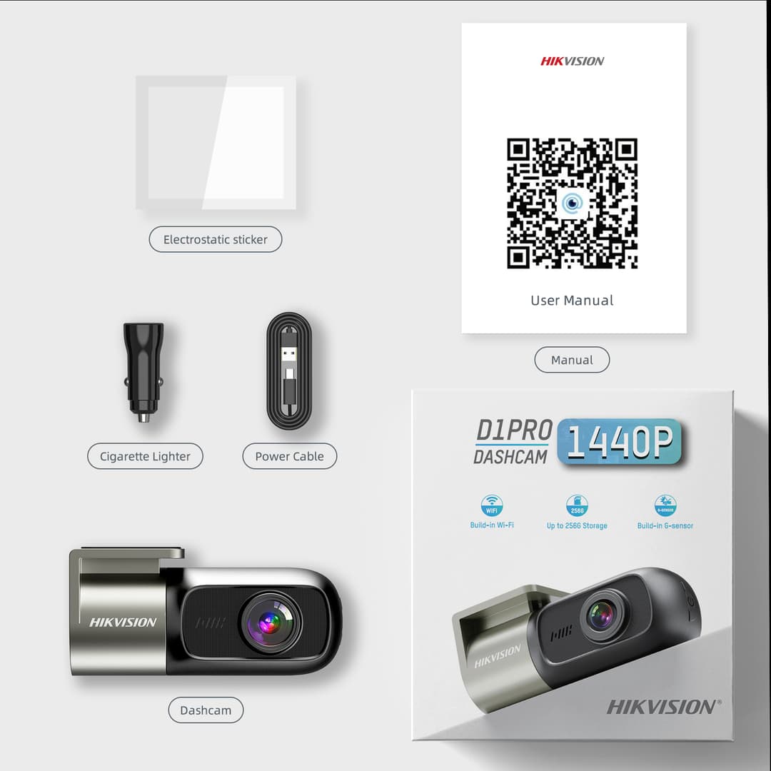 HIKVISION D1/D1PRO Dash Cam Car Camera 2K กล้องติดรถยนต์ 1440 HD Wi-Fi ในตัว หมุนได้ 360° https://wayoza.com