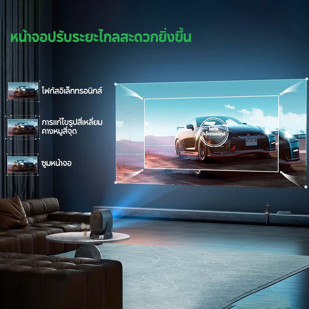 FUNFOOX AVEN โปรเจคเตอร์ Android TV 720P รองรับ 4K projector 8500 Lumens netflix/wifi//TV/hdmi/บลูทูธ พกพาได้ บ้าน APPS https://wayoza.com