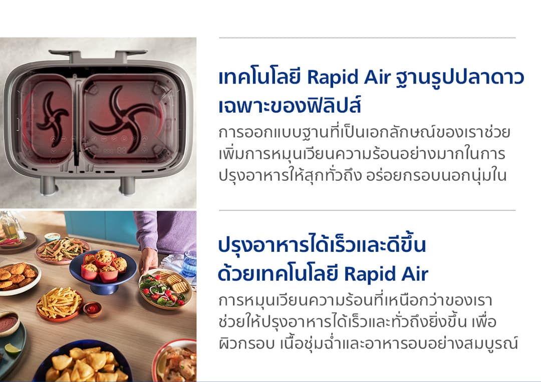 Philips NA351/00 AirFryer 3000 Series หมอทอดไร้น้ำมัน 2 ช่องทอด หม้อทอดอากาศฟิลิปส์ Series 3000 Dual Basket Airfryer https://wayoza.com