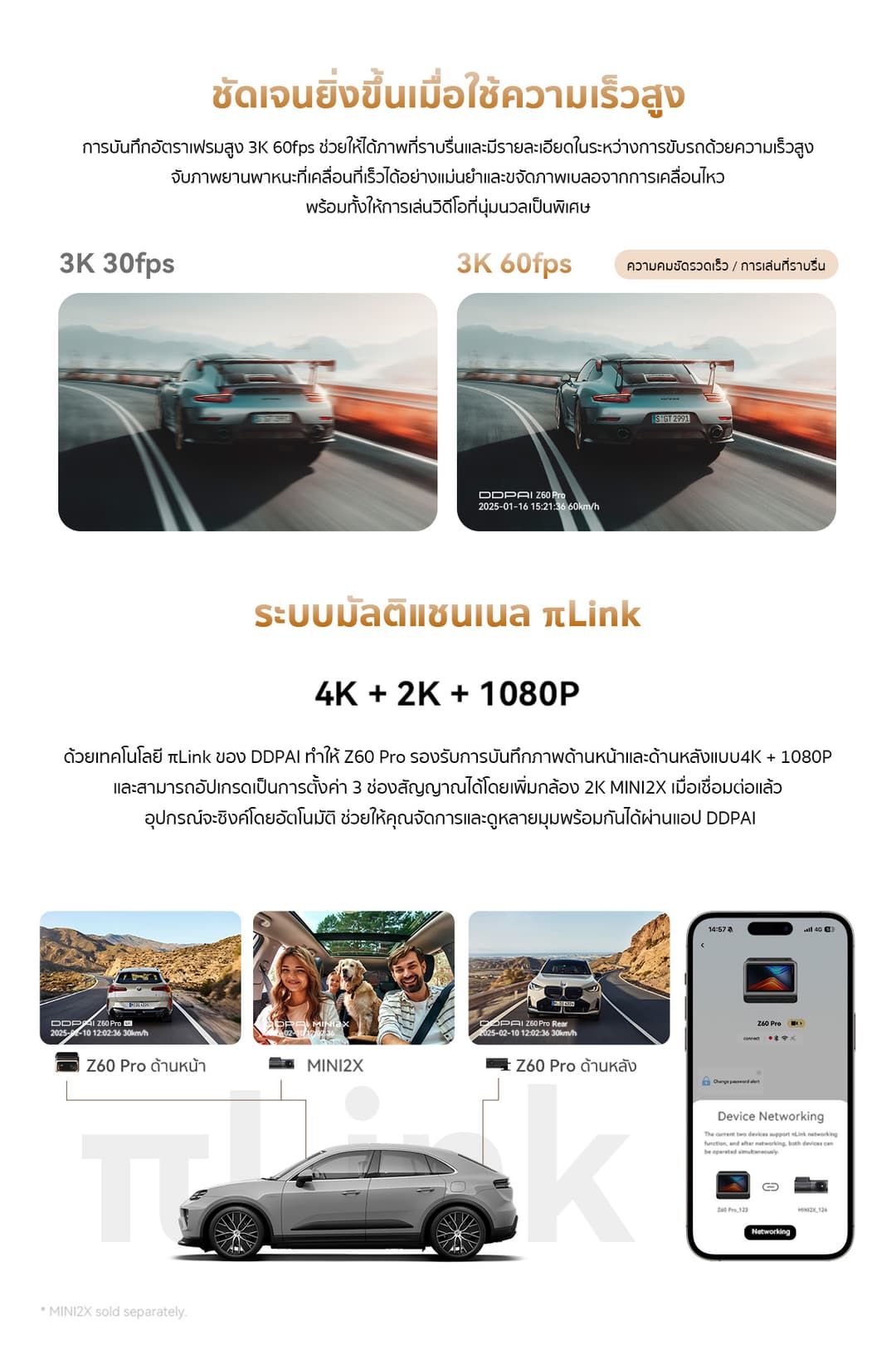 DDPAI Z60 Pro GPS Dual กล้องติดรถยนต์ Sony STARVIS & HDR Ultra HD ADAS 2.0 4K+2K+1080P AI ISP Night Vision 2.0 https://wayoza.com