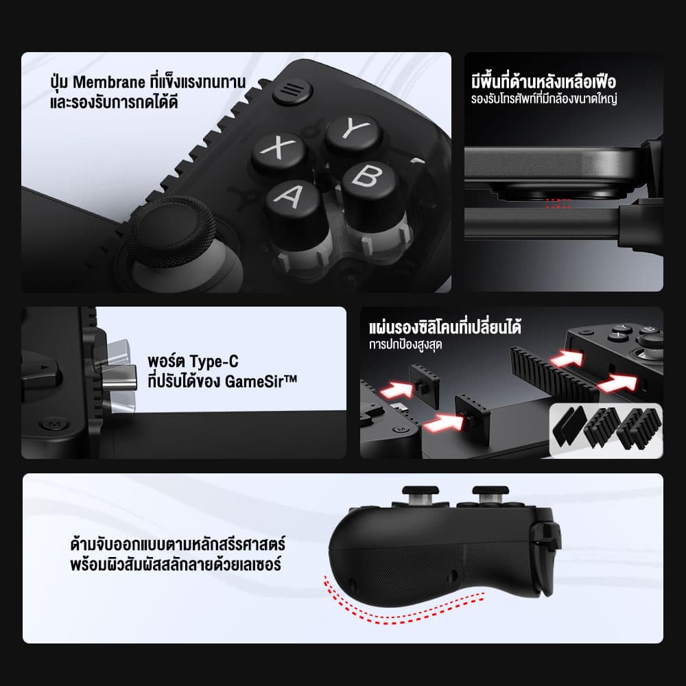 GAMESIR X5 Lite จอยเกมมือถือ Type-C Mobile Gaming Controller เชื่อมต่อด้วย Type-C รองรับ 105 - 213 มม. https://wayoza.com