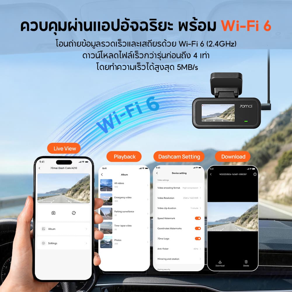 70mai A210 กล้องติดรถหน้าหลัง 1080P HDR Super Night Vision ซุปเปอร์คาปาซิเตอร์ทนร้อน GPS บันทึกเส้นทาง https://wayoza.com