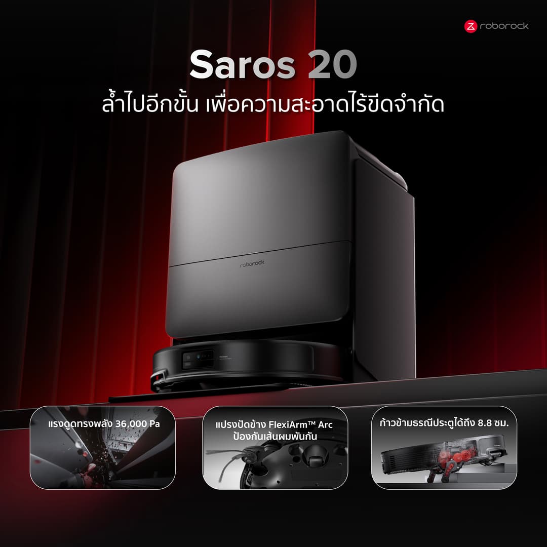 Roborock Saros 20 เครื่องดูดฝุ่น ถูพื้น แรงดูดทรงพลัง 35,000 Pa. ซักม็อบด้วยอุณภูมิสูงสุด 100 องศา https://wayoza.com