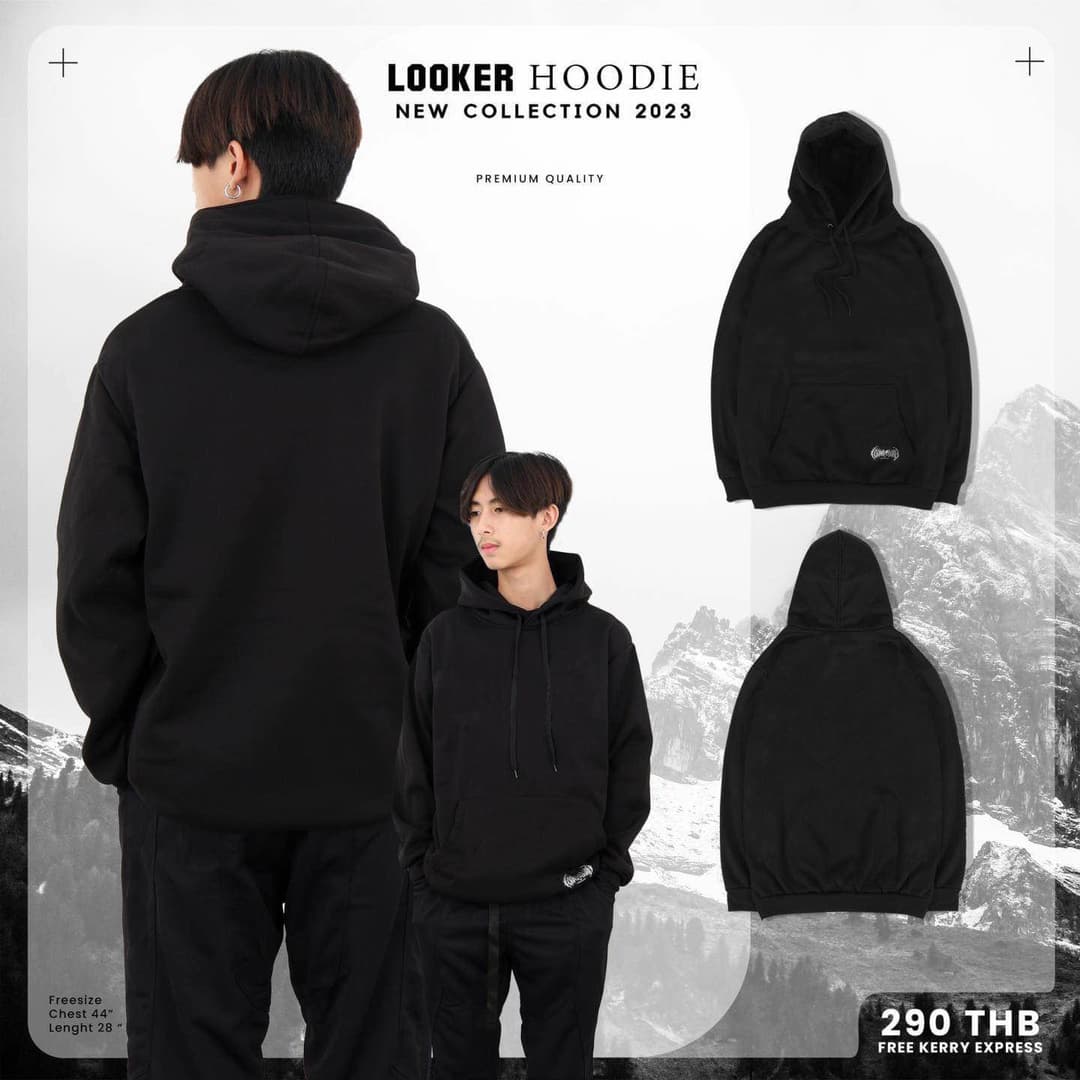 LOOKER - Hoodies เสื้อฮู้ดสีดำ เสื้อฮู้ดแขนยาว https://wayoza.com
