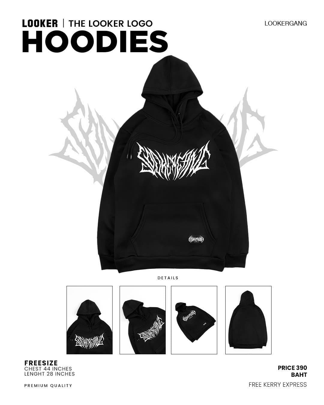 LOOKER - Hoodies เสื้อฮู้ดสีดำ เสื้อฮู้ดแขนยาว https://wayoza.com