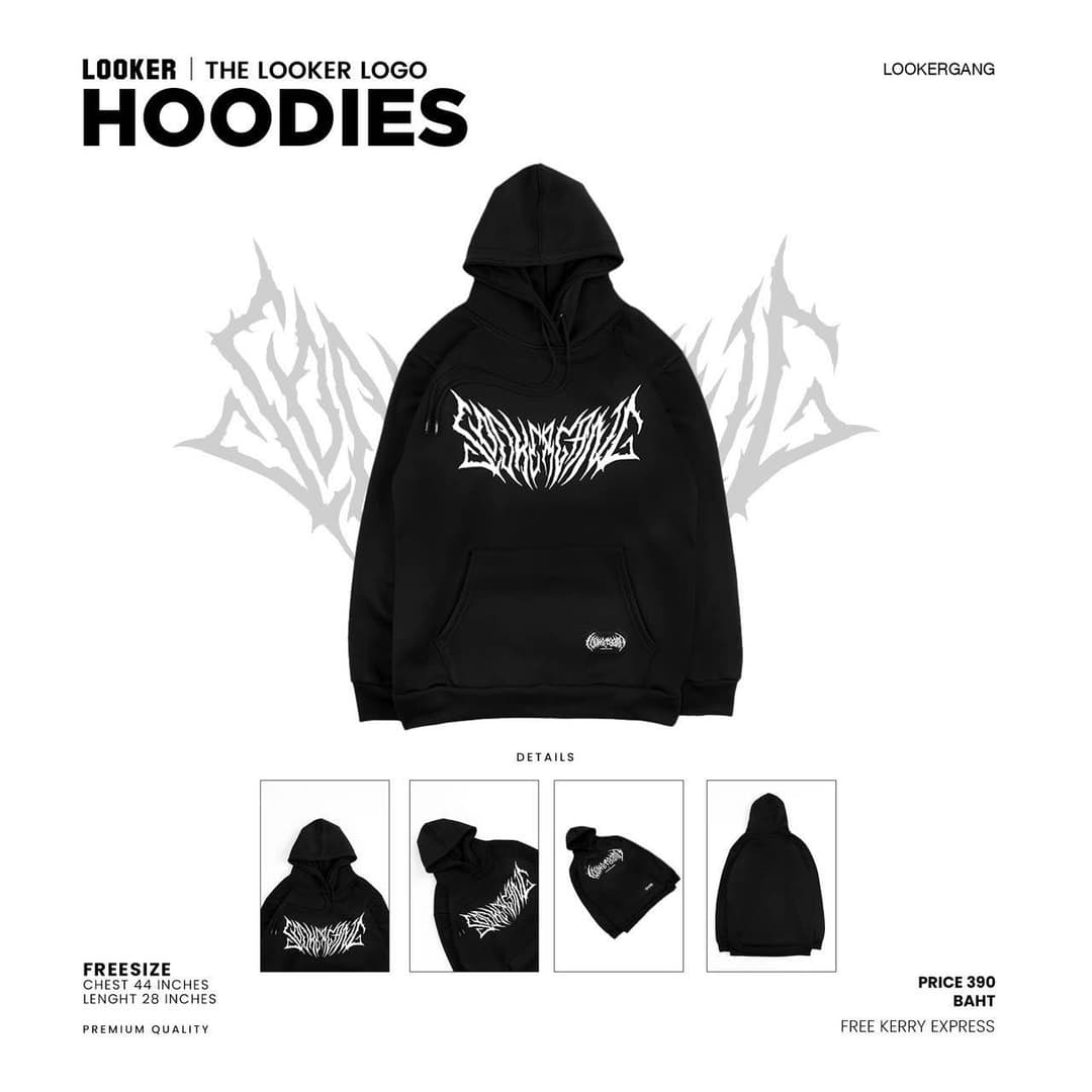 LOOKER - Hoodies เสื้อฮู้ดสีดำ เสื้อฮู้ดแขนยาว https://wayoza.com