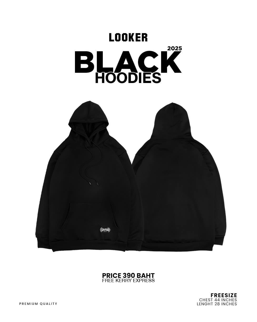 LOOKER - Hoodies เสื้อฮู้ดสีดำ เสื้อฮู้ดแขนยาว https://wayoza.com