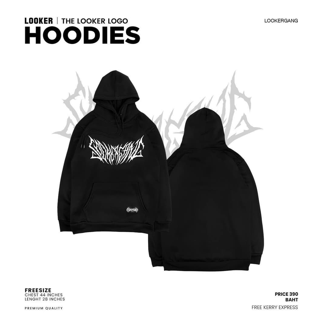 LOOKER - Hoodies เสื้อฮู้ดสีดำ เสื้อฮู้ดแขนยาว https://wayoza.com