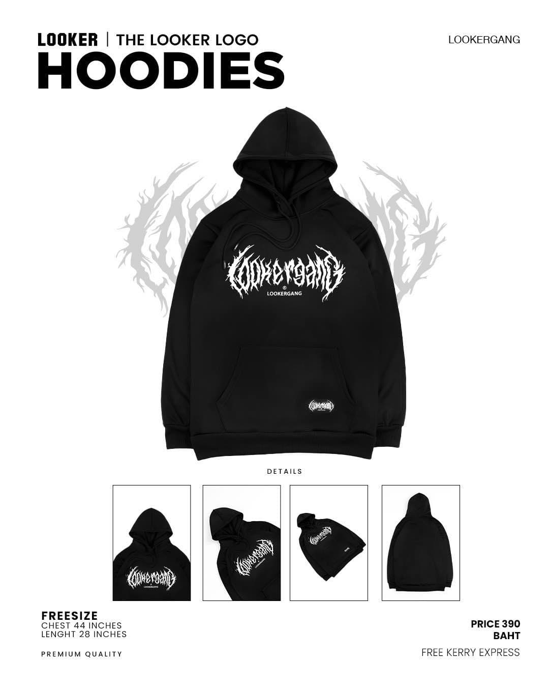 LOOKER - Hoodies เสื้อฮู้ดสีดำ เสื้อฮู้ดแขนยาว https://wayoza.com
