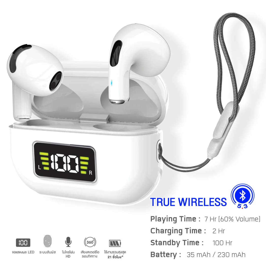 ASAKi AK-PODS6MAX Bluetooth 5.3 Earphone หูฟังไร้สาย หูฟังบลูทูธ  เบสแน่น ไมค์ชัด - รับประกัน 1 ปี https://wayoza.com