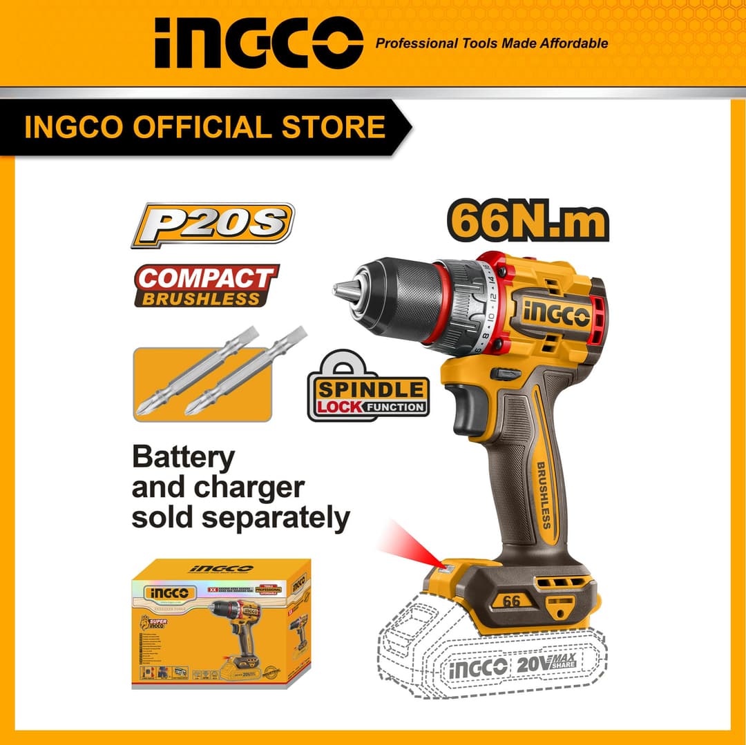 INGCO รุ่น CDLI206681 แรงบิด 66 N.m ไขควงคลัชไร้สาย เจาะ ขันสกรู 2 สปีด https://wayoza.com