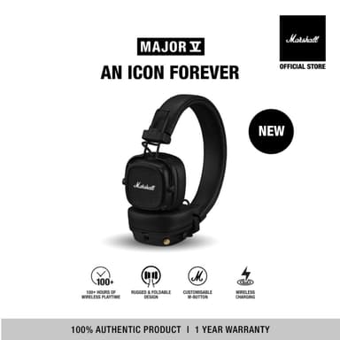 MARSHALL Major V Bluetooth 5.3 Black - หูฟังบลูทูธ หูฟังครอบหู หูฟังไร้สาย