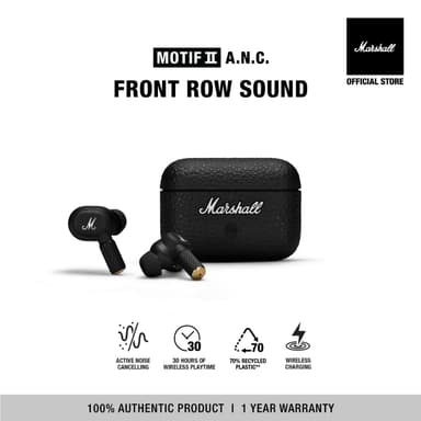 MARSHALL MOTIF II A.N.C. BLACK - หูฟังตัดเสียงรบกวน, หูฟังบลูทูธไร้สาย, หูฟังบลูทูธ Bluetooth 5.3
